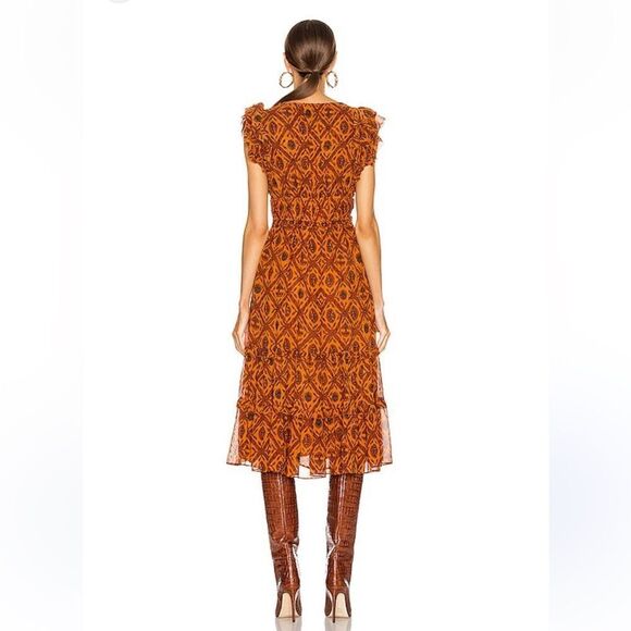 Ulla Johnson Anika Dress Ochre Silk Ruffle Size 8 - Picture 3 of 12